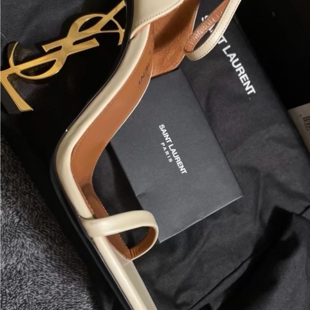 Saint Laurent Cream and Tan Heels
